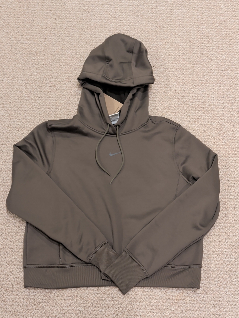 Nike Olive Green Pullover Hoodie with Small Swoosh